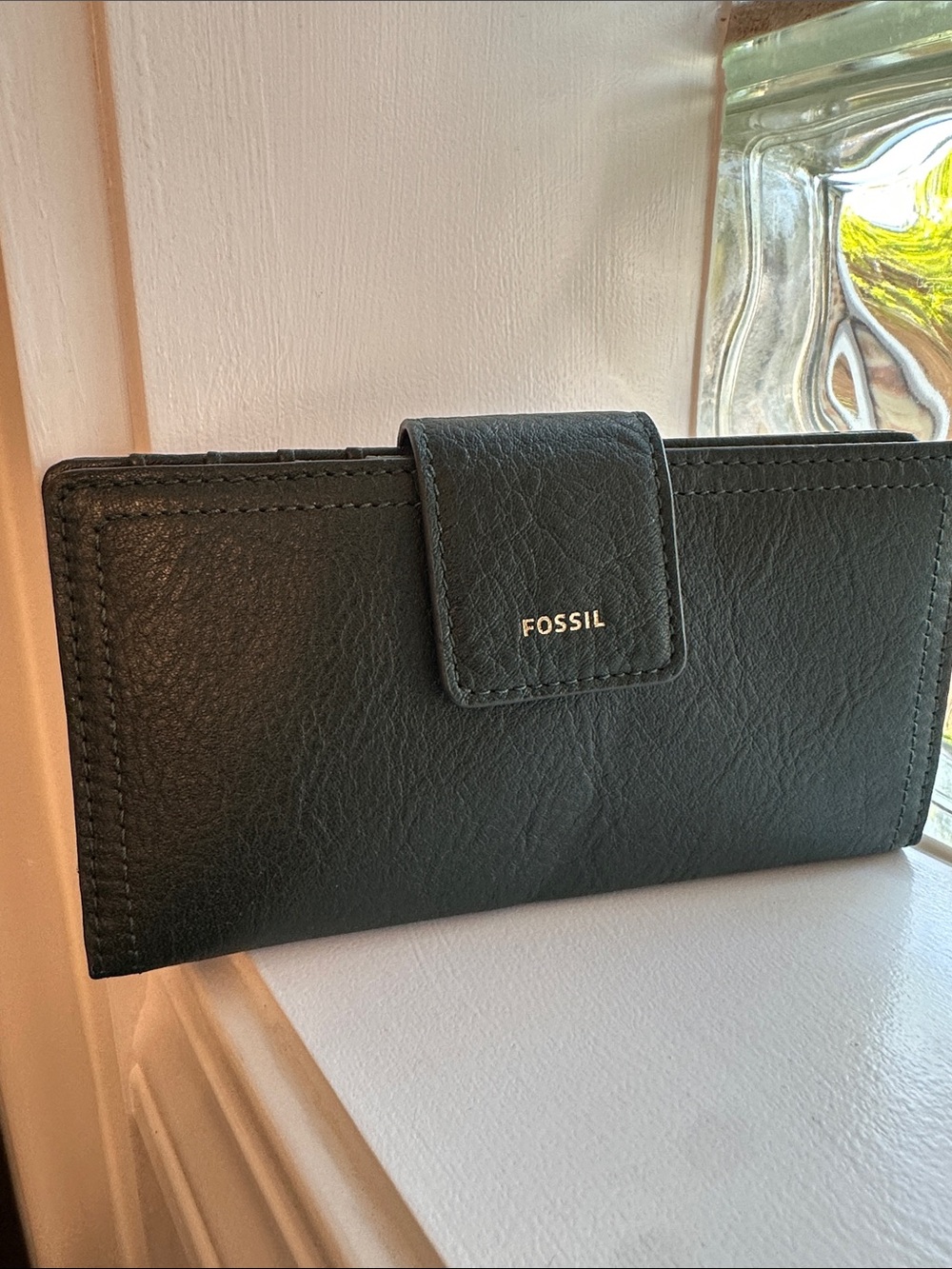 Fossil Bluish Leather Snap-Closure Wallet